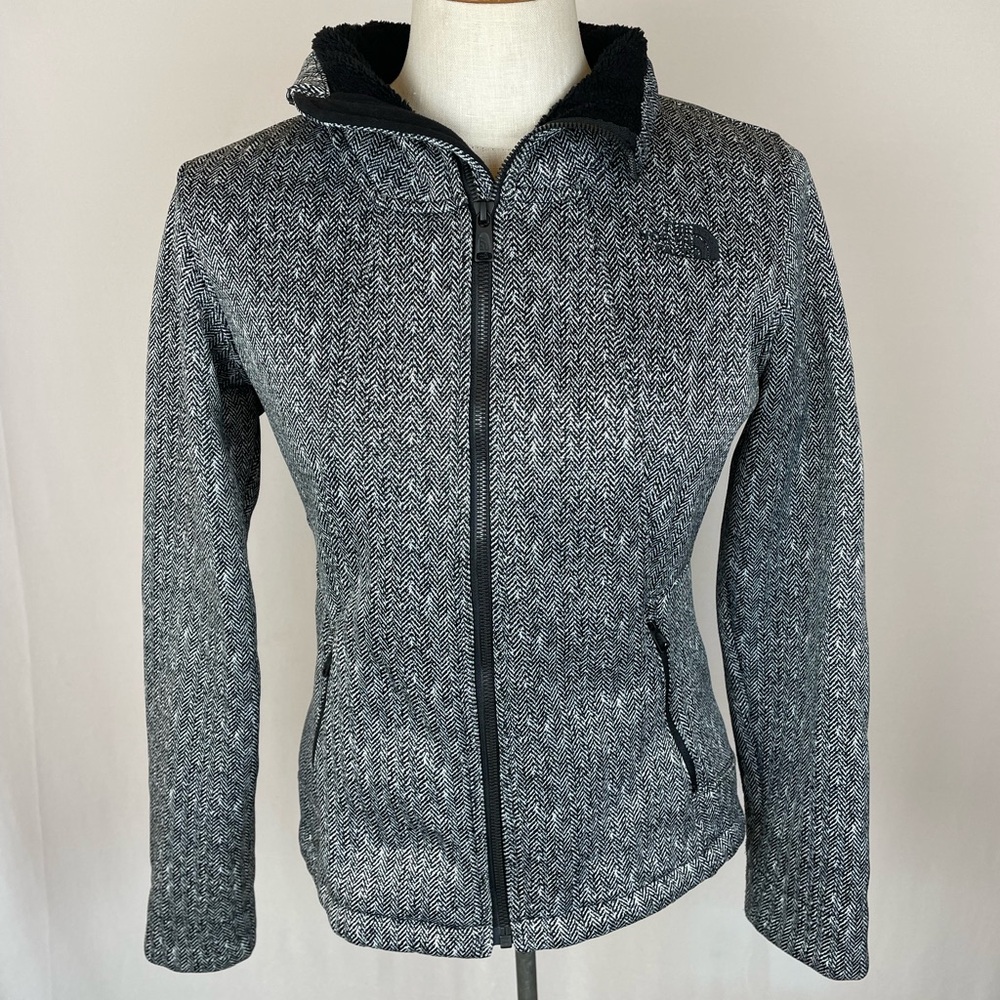 THE NORTH FACE Soft Shell Windwall Jacket, black/white Herringbone Sz Small